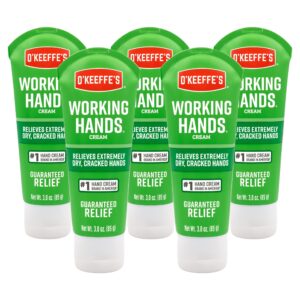 O’Keeffe’s Working Hands Hand Cream for Extreme Dryness – 3 oz Tube (5 Pack) – Repairing Skincare for Cracked, Dry Hands