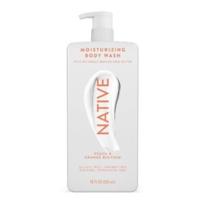Native Moisturizing Body Wash Contains Naturally Derived Ingredients | For Women & Men, Sulfate, Dye, & Paraben Free Leaving Skin Soft and Hydrated | Peach & Orange Blossom 18 oz