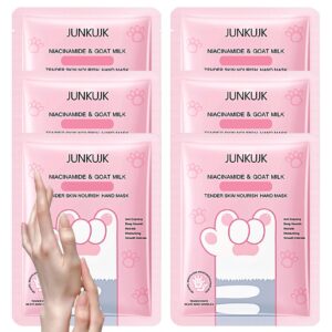 JunKuJK 6PCS Hand Masks>Hydrating Hand Masks Moisturizing Gloves Overnight for Dry Cracked Hands>Daily Hand Care Hand Masks Gift Set for Women and Men A