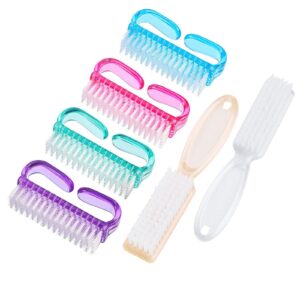 Handle Grip Nail Brush, Hand Fingernail Scrub Cleaning Brushes for Toes and Nails Cleaner, Pedicure Scrubbing tool kit for Men and Women 6 Pack (Multicolor)
