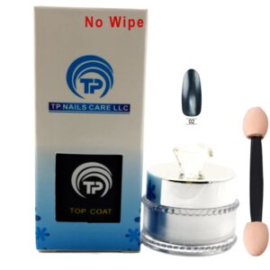 Magic Mirror Chrome Effect Metallic Powder Plus No Wipe Top Coat. App. 5g per jar / 15 ml per No Wipe Bottle (Mirror #02 / No Wipe)