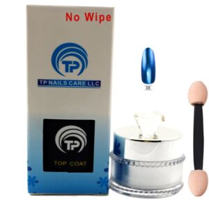 Magic Mirror Chrome Effect Metallic Powder Plus No Wipe Top Coat. App. 5g per jar / 15 ml per No Wipe Bottle (Mirror #05 / No Wipe)