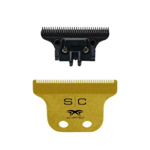 StyleCraft Replacement Fixed Gold Titanium X-Pro Hair Trimmer Blade with Black Diamond Carbon DLC Deep Tooth Cutter Set