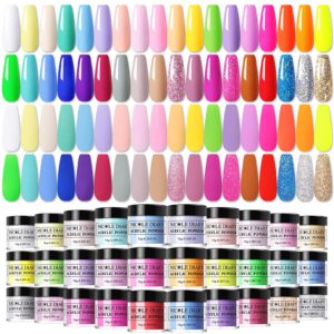 NICOLE DIARY 36 Colors Acrylic Powder Set> Macaron Acrylic Nail Powder Spring into Summer Collection> Glitter Series Beauty Gift Sets for 3D Manicure Extension> Nail Carving Home DIY & Nail Salon