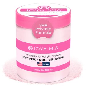Joya Mia Acrylic Powder for Nails> MMA-Free> Super Adhesion Professional Powder for Flawless & Long-Lasting Nail Enhancements> Easy Application> Vibrant & Stunning Colors – Soft Pink> 8 oz
