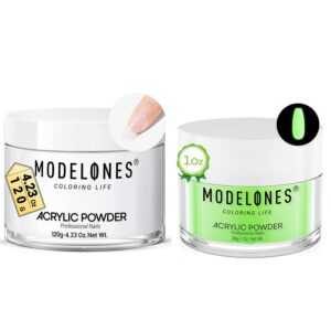 Modelones Clear Acrylic Powder with Glow in the Dark Acrylic Powder