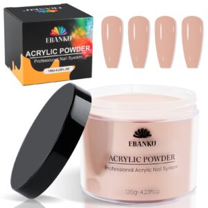 EBANKU Nude Colors Acrylic Powder> 120g/4.23oz – Large Capacity Professional Nail Powder for Extension> Carving> Long-Lasting> No Lamp Needed
