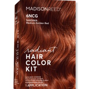 Madison Reed Radiant Hair Color Kit, Medium Amaretto Red for 100% Gray Coverage, Ammonia-Free, 6NCG Sardinia Red, Permanent Hair Dye, Pack of 1