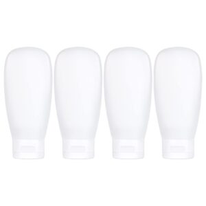 TSA Approved Travel Bottles Set for Toiletries Travel Size Containers Kit 4 Pack Portable Leak Proof Refillable Squeeze Cosmetic Airplane Essential Shampoo Hair Conditioner Body Lotion Bath Shower Gel