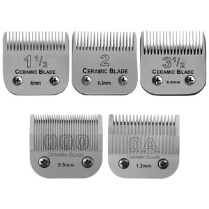 5 Packs Professional Detachable Replacement Ceramic Blades Set,Cut Length 1/50-Inch to 3/8-Inch(0.5MM-9.5MM),compatible with Andis/oster Classic 76/Star-Teq/Power-Teq/A5 Clipper