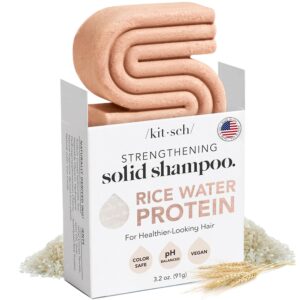 Kitsch Rice Water Shampoo Bar – Dry Hair Shampoo & Soap Bar for Hair Care – Women and Mens Shampoo – Strengthens Damaged Hair – Vegan, Paraben-Free, Sulfate-Free – All Hair Types, Made in USA – 3.2oz