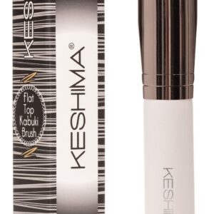 Keshima Foundation Brush Flat Top Kabuki – Premium Foundation Brush for Liquid Makeup, Cream, and Powder – Buffing, Blending, and Face (Regular Size, White)