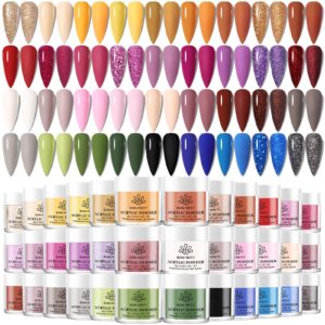 BORN PRETTY 36 Colors Acrylic Powder Set for Fall Winter – Professional Polymer 3D Nail Art Kit for French Extension> Carving – Red> Purple> Green> Blue Gift Set