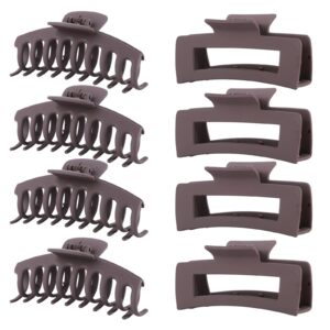 Brown Hair Clips for Women – 8 Pack 4.3 Inch Large Hair Claw Clips for Women Thin Thick Curly Hair, Big Matte Banana Clips,Strong Hold jaw clips