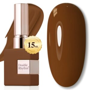 Double Rhythm 15ML Gel Nail Polish Pure Sheer Same Color Same Bottle Soak Off Gel Polish Art Manicure Salon DIY at Home for Women (Brown-A1444)