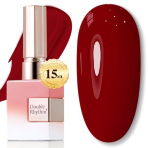 Double Rhythm 15ML Gel Nail Polish Pure Sheer Same Color Same Bottle Soak Off Gel Polish Art Manicure Salon DIY at Home for Women (Blood Red-A1378)