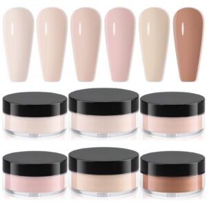 EBANKU Nude Acrylic Powder Set> 6 Colors * 10g/0.35oz Acrylic Nail Powder Warm Colors Series Acrylic Powder for Nail Acrylic French Extension 3D Nail Carving> Long-Lasting> No Nail Lamp Needed