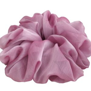 38 Colors Available, Big Scrunchies for Hair, Soft Cheer Chiffon large Ponytail Holder, Cute Birthday Gift for Women Girl Teen, Holiday Accessory (Chiffon Lilac Pink)