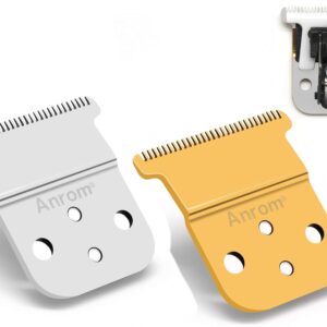Anrom Trimmer Replacement T Blade Set,Ceramic Blade -Carbon Steel Blade Set for Andis Slimline Pro Li D7/D8 Hair Clipper Trimmer D7#32655 D8#3240 (Silver and Gold)