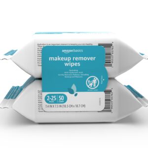 Amazon Basics Hydrating Makeup Remover Wipes, 50 wipes (Pack of 2)