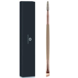 KINGMAS Eyebrow Brush, Professional Dual Angled Eye Brow Brush and Spoolie Brush Eyelash Comb Eyebrow Tool (Dark Brown)