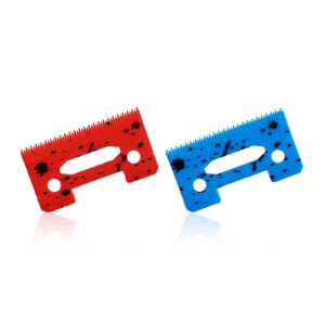 Professional Stagger-Tooth Clipper Replacement ceramic Blades 2-Hole #2161 – Compatible with 5 Star Senior Cordless Wahl Magic Clip (Red + Blue)