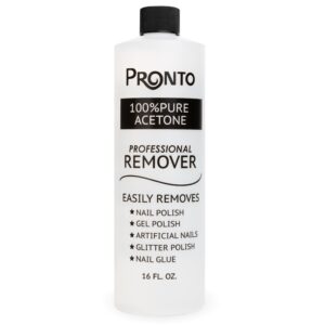 Pronto 100% Acetone Nail Polish Remover – Gel Polish Remover for Nails | Acetone Nail Polish Remover & Remover For Nails, Glue, Gel, Acrylic & Dip | 100 Percent Pure Acetone, 8 Fl oz (Pack of 2)