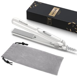 Wavytalk 0.7 Inch Ceramic Mini Hair Straightener – Small Flat Irons for Short Hair, Curls Bangs, Travel Friendly (White)