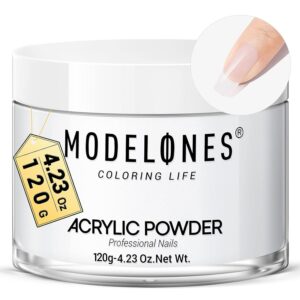 Modelones Clear Acrylic Powder> 4.23oz Acrylic Powder Large Capacity Professional Acrylic Nail Powder Polymer for 3D French Nail Manicure Extension Nail Carving> Long-Lasting Beauty Gifts