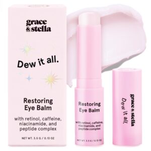 grace & stella Under Eye Brightener Balm Stick – Travel Size Toiletries – Retinol & Caffeine Eye Cream for Dark Circles, Puffiness, Wrinkles – Hydrate and Brighten – Vegan Skincare (0.13oz / 3.5g)