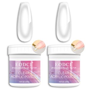 Eodci Clear Acrylic Powder> 2Pcs 4oz Professional Acrylic Nail Powder Polymer for 3D French Nail Manicure Extension Nail Carving Large Capacity Clear Acrylic Powder for Nails