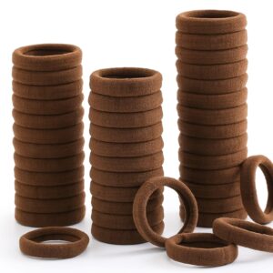 100 Pcs Thick Seamless Hair Ties, Ponytail Holders Hair Accessories No Damage for Thick Hair (Dark Brown Colors)
