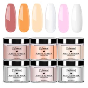 Lofuanna 17g Professional Acrylic Powder 6 Colors Set> Salon Quality Acrylic Nail Powder for Nails Extension Nail Art System for Home/Salon (Set 1)