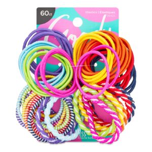 Goody Kids Ouchless Elastic Hair Ties – 60 Ct, Assorted Colors, 2MM Rubber Bands for Hair, Pain-Free Hair Accessories for Girls & Boys, Made for Long-Lasting Braids, Ponytails & More, For Fine Hair