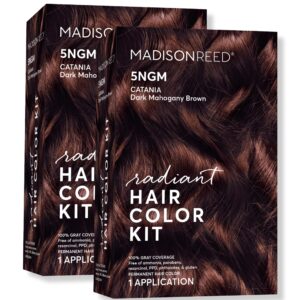 Madison Reed Radiant Hair Color Kit, Dark Cinnamon Brown for 100% Gray Coverage, Ammonia-Free, 5NGM Catania Brown, Permanent Hair Dye, Pack of 2