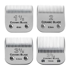 DODAER 4 Packs Professional Detachable Replacement Ceramic Blades Set,Cut Length 4mm to 13mm,Compatible with Andis AGC,BDC,BGC,MBG Series/Oster Classic 76/Star-Teq/Power-Teq/A5 Clipper