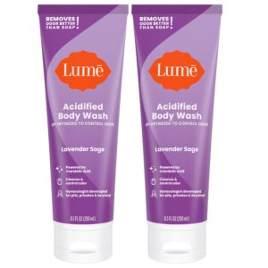 Lume Acidified Body Wash – 24 Hour Odor Control – Removes Odor Better than Soap – Moisturizing Formula – Formulated Without SLS or Parabens – OB/GYN Developed – 8.5 ounce (Pack of 2) (Lavender Sage)