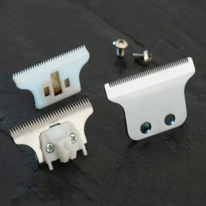 WAHFOX 8081#2215 Replacement Blade set + Ceramic Blades Adjustable 2 hole Replacement Blade #2215 Compliable for Wahl Detailer Corded Wahl Detailer 8081 Cordless 5 star Series (Silvery)