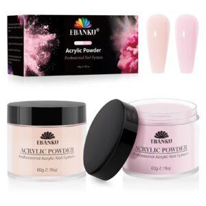 EBANKU Pink Nude Acrylic Powder Set> 2 Colors Acrylic Nail Powder Professional Acrylic Powder for Nail Acrylic Extension> Nail Carving> Long-Lasting> No Nail Lamp Needed