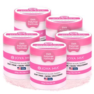 Joya Mia Acrylic Powder for Nails> MMA-Free> Super Adhesion Professional Powder for Flawless & Long-Lasting Nail Enhancements> Easy Application> Vibrant & Stunning Colors – Soft Pink> 5 lbs