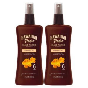 Hawaiian Tropic Island Tanning Oil Spray Sunscreen SPF 6, 8oz | Tanning Sunscreen, Tanning Oil with SPF, Moisturizing Body Oil, Hawaiian Tropic Oil, Outdoor Tanning Oil, 8oz each Twin Pack
