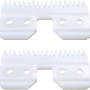 lovckza New 18 Teeth Ceramic Blade Compatible with Oster Fast Feed Clippers Replacement Blades for A5 Grooming Cutter Series, fit for Wahl KM Series Fit for Andis Blade Parts (3FC, 4FC), White