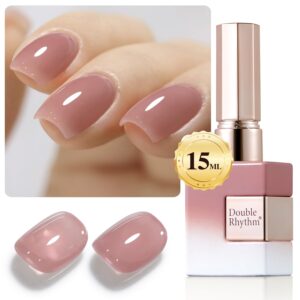 Double Rhythm 15 ML Gel Nail Polish Pure Sheer Same Color Same Bottle Soak Off Gel Polish Art Manicure Salon DIY at Home for Women (Pink Lilac-A1369)