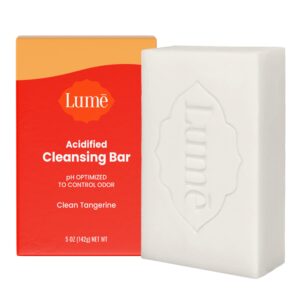 Lume Acidified Body Cleansing Bar – 24 Hour Odor Control – Removes Odor Better than Soap – Moisturizing Formula – Formulated Without SLS orParabens – OB/GYN Developed – 5 ounce (Clean Tangerine)