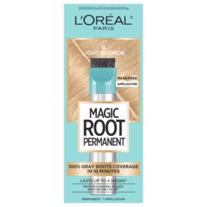 L’Oreal Paris Magic Root Rescue 10 Minute Root Hair Coloring Kit, Permanent Hair Color with Quick Precision Applicator, 100 percent Gray Coverage, 9 Light Blonde, 1 kit (Packaging May Vary)