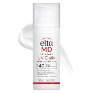 EltaMD UV Daily SPF 40 Face Sunscreen Moisturizer with Zinc Oxide, Daily Face Moisturizer with SPF, Sunscreen, For Dry Skin 1.7 oz Pump