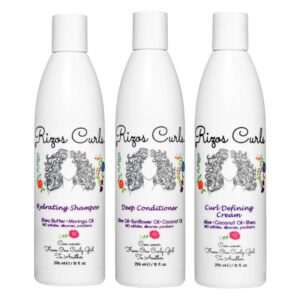Rizos Curls Trio Bundle, Hydrating Shampoo & Deep Conditioner & Curl Cream Bundle, Gently Cleanse and Hydrate Curly Hair, Style & Define Curls for Frizz Free Volume, For All Curl Patterns 2a – 4c