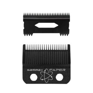 GAMMA+ Replacement Fixed Black Diamond Carbon DLC Faper Hair Clipper Blade with Moving Black Diamond Carbon Slim Tooth Cutter Set