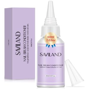 Saviland Nail Brush Cleaner>5 in 1 Large Capacity Nail Brush Conditioner Cleaner Restorer Liquid Solution for Acrylic Nail Brush Solid Gel Polish Dip Powder Gel Nail Brush Salon at Home 60ml