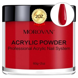 Morovan Nail Acrylic Powder Red Acrylic Nail Powder 2oz Professional Large Acrylic Nail Powder Polymer Nail Powder for Acrylic Nail Exrension
